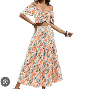 Floral Off-Shoulder Skirt Set